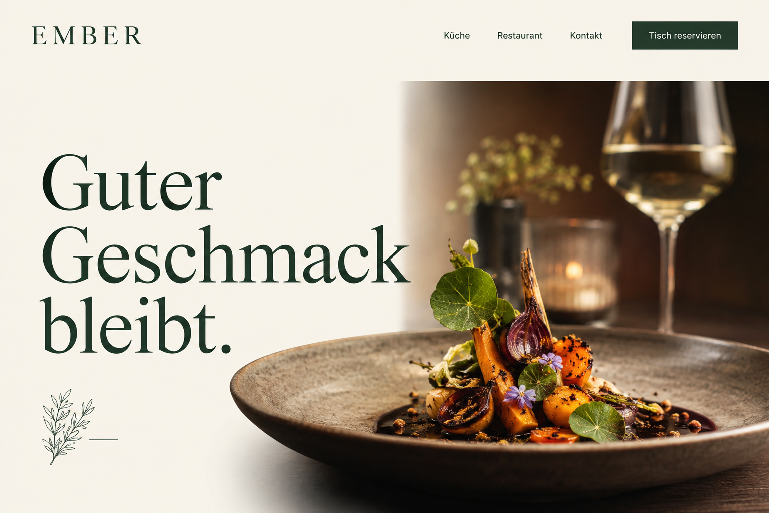 Website-Konzept für ein Restaurant mit hochwertiger Food-Fotografie und eleganter Gestaltung.